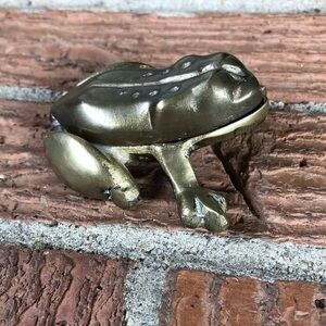 Vintage Knobler Cast Brass Hinged Toad Frog  Trinket Ring Box Match Tray Ashtray